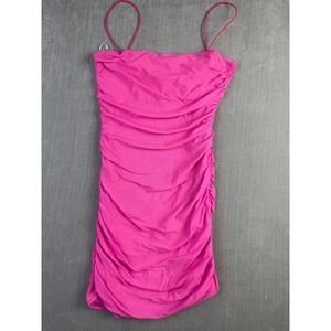 Princess Polly Pink Ruched Mini Dress Bodycon Cutout Back Spaghetti Strap Size 6
